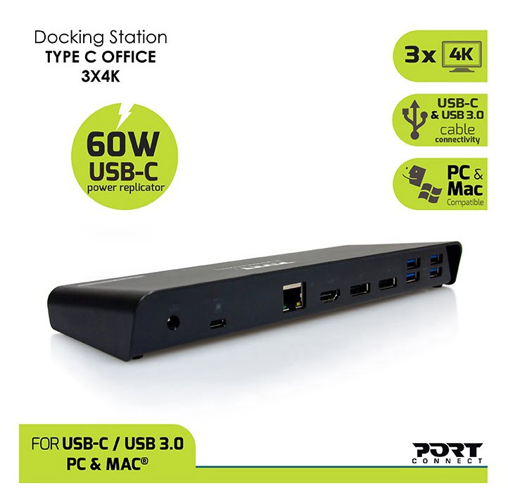Grosbill Accessoire PC portable Port DOCKING TYPE C OFFICE 3 X 4K - HDMI/DP/USB/RJ45