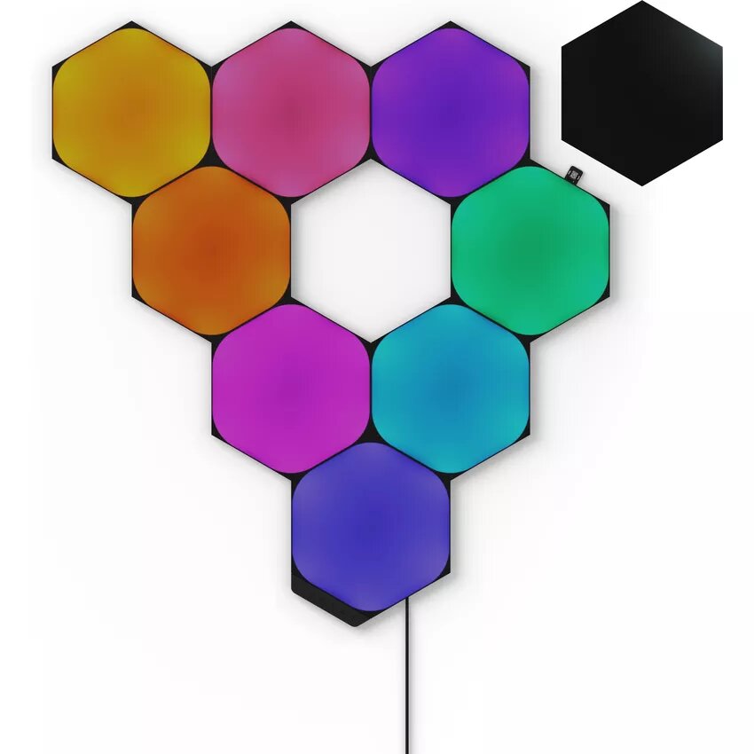 Grosbill Objet connecté / Domotique Nanoleaf Shapes Black Hexagons Starter Kit - 9 pièces 