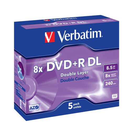 Grosbill Consommable stockage Verbatim DVD+R/8.5GB 8x AdvAZO Double Layer 5pk