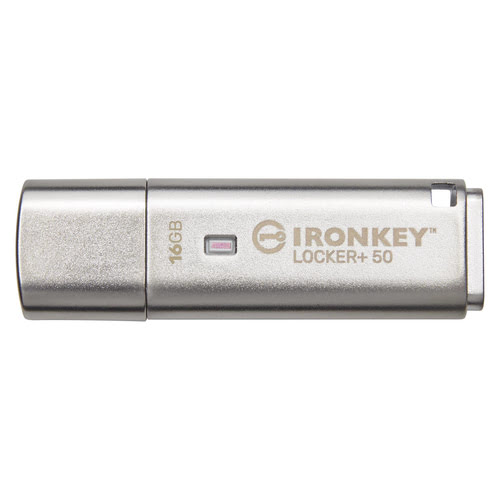 Grosbill Clé USB Kingston Clé 16Go USB 3.2 IronKey Locker+ 50 IKLP50/16GB