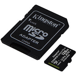 Grosbill Carte mémoire Kingston Micro SDHC 128Go Class 10 + Adapt SDCS2/128GB