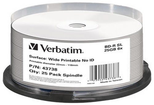 Grosbill Consommable stockage Verbatim BD-R/25GB 6xspd SL wide print Spindle 25