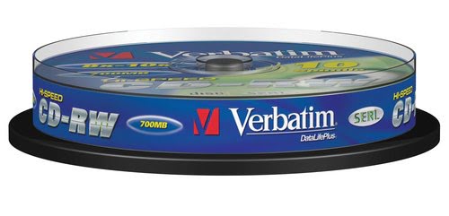 Grosbill Consommable stockage Verbatim CD-RW 8-12X 10PK SPINDLE 700MB DATALIFE PLUS
