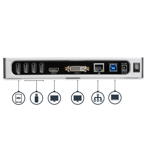USB 3 Dual Monitor Dock HDMI DVI/VGA - Achat / Vente sur grosbill-pro.com - 4