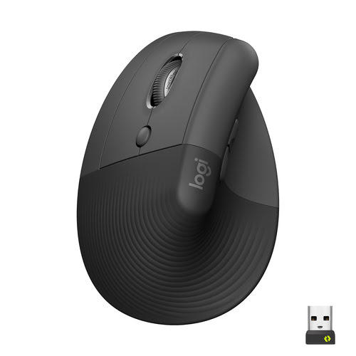 Grosbill Souris PC Logitech Lift Left Ergo Silencieuse - Graphite/Sans Fil