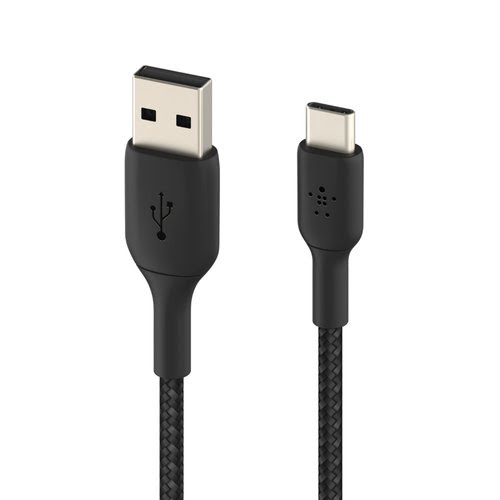USB-A to USB-C Cable Braided 1M Black - Achat / Vente sur grosbill-pro.com - 3