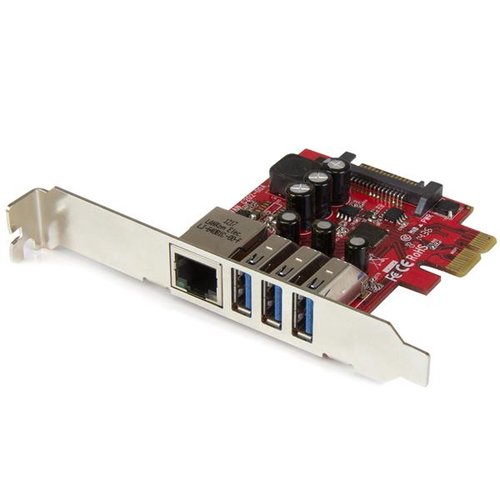 Grosbill Carte réseau StarTech 3Pt PCIe USB 3.0 Card+Gigabit Ethernet