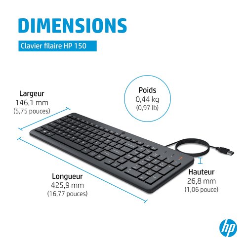 HP 150 WD KBD - Achat / Vente sur grosbill-pro.com - 2