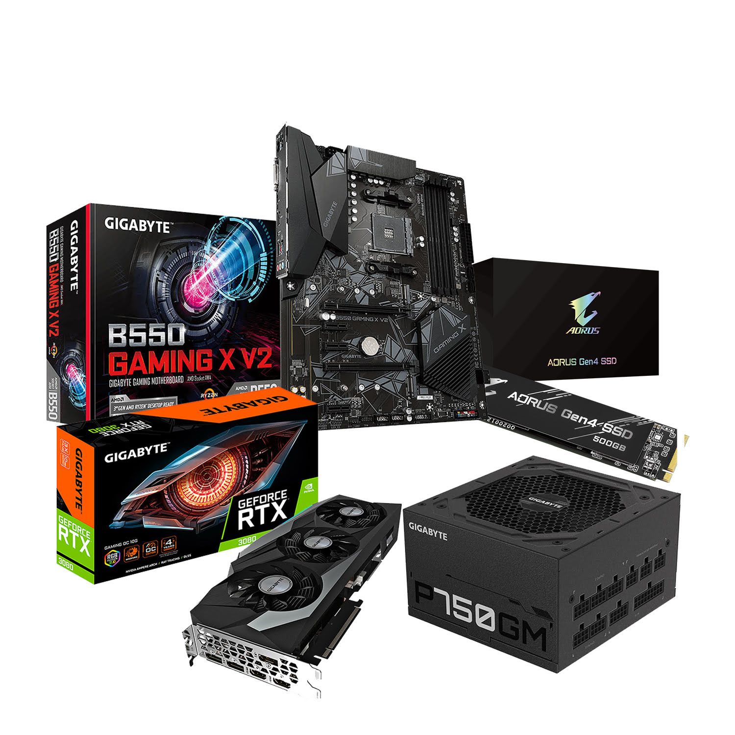 Pack CM B550+SSD 500G Gen4+Alim 750+RTX 3080 LHR  - grosbill-pro.com - 0