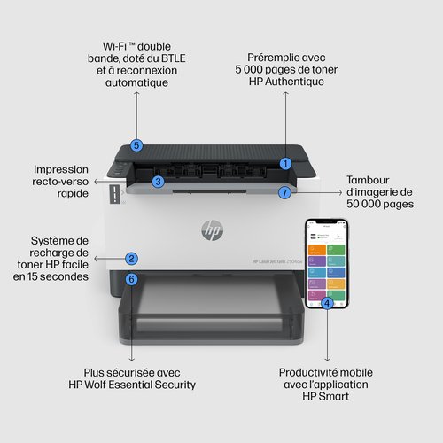 LASERJET TANK 2504DW PRINTER (2R7F4A#B19) - Achat / Vente sur grosbill-pro.com - 17