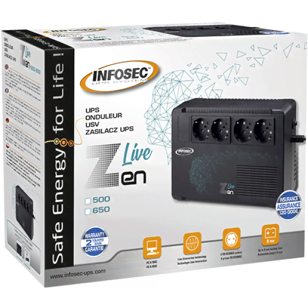 ZEN LIVE 500VA - 4 prises - Onduleur Infosec - grosbill-pro.com - 1