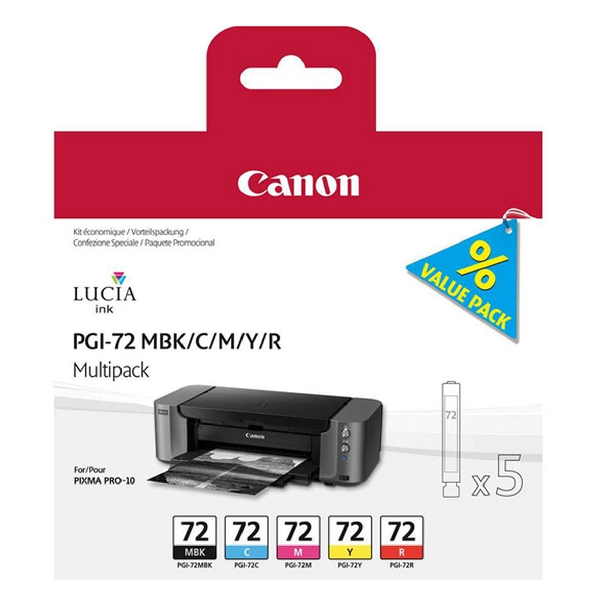 Pack Cartouches PGI-72 MBK/C/M/Y/R - 6402B009  pour imprimante  Canon - 0