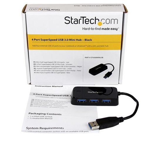 Portable 4 Port Mini USB 3.0 Hub - Black - Achat / Vente sur grosbill-pro.com - 4