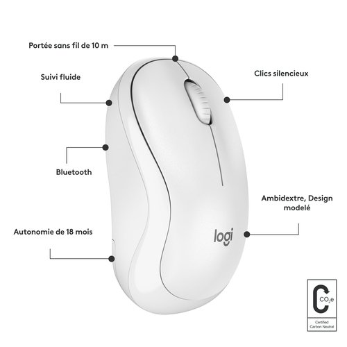 Logitech M240 SILENT WHITE - Souris PC Logitech - grosbill-pro.com - 6