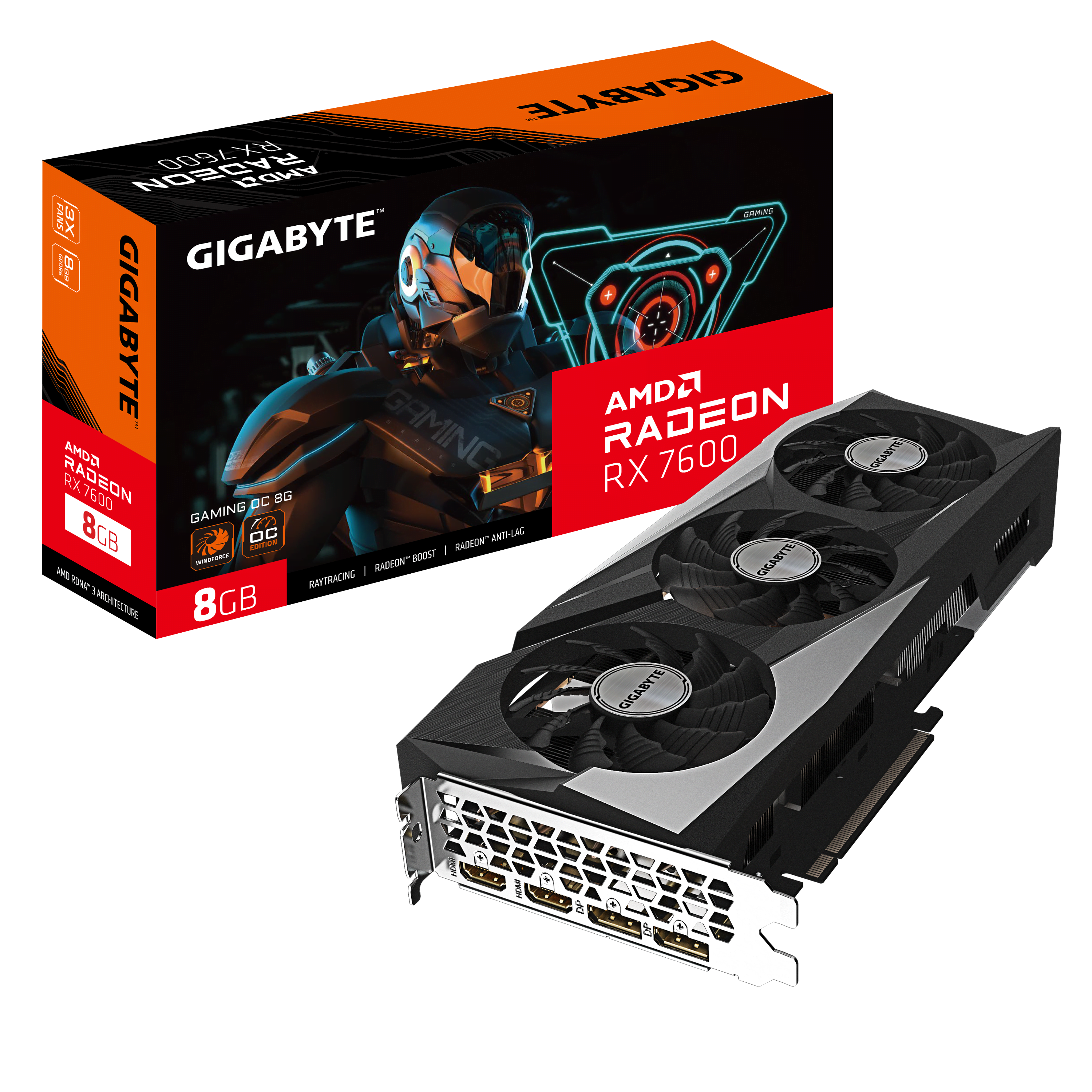 Grosbill Carte graphique Gigabyte Radeon RX 7600 GAMING OC 8G