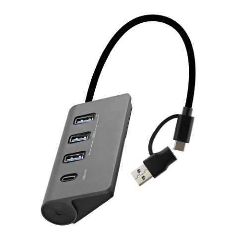USB-A/USB-C 3.0 - 4 ports - Gris