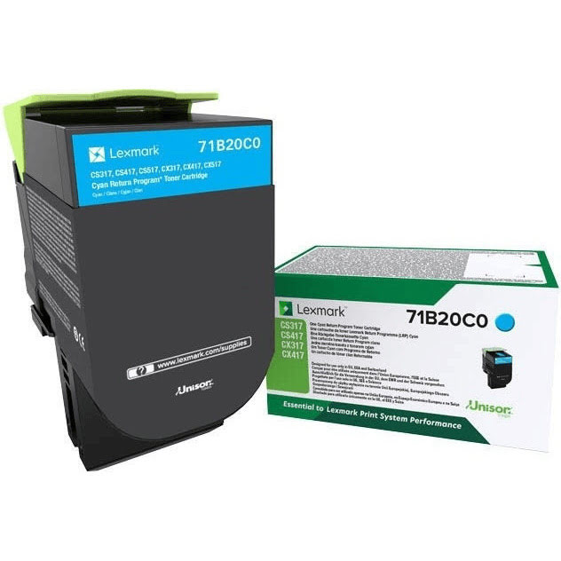 Toner Cyan 2300 Pages - 71B20C0 pour imprimante Laser Lexmark - 0