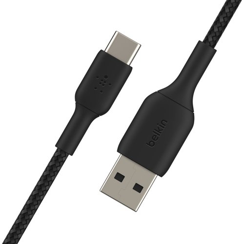 USB-A to USB-C Cable Braided 1M Black - Achat / Vente sur grosbill-pro.com - 1