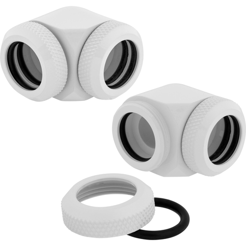 Corsair Fittings 90° Hydro X XF Hardline - 14mm Blanc (x2) - Watercooling - 3