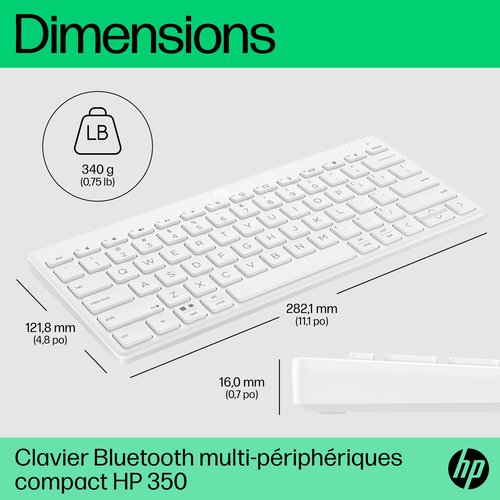 HP 350 WHT Compact Multi-Device KBD - Achat / Vente sur grosbill-pro.com - 11