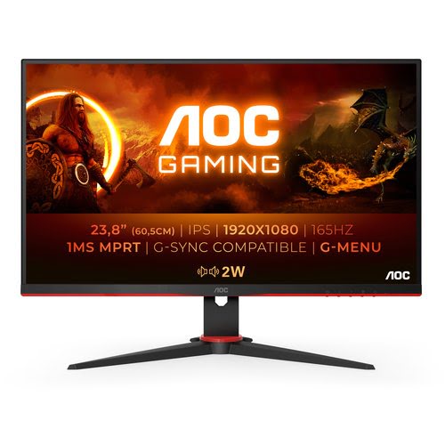 Grosbill Ecran PC AOC 24G2SPU/BK 23.8" FHD/165Hz/IPS/1ms/G-SYNC/FreeS