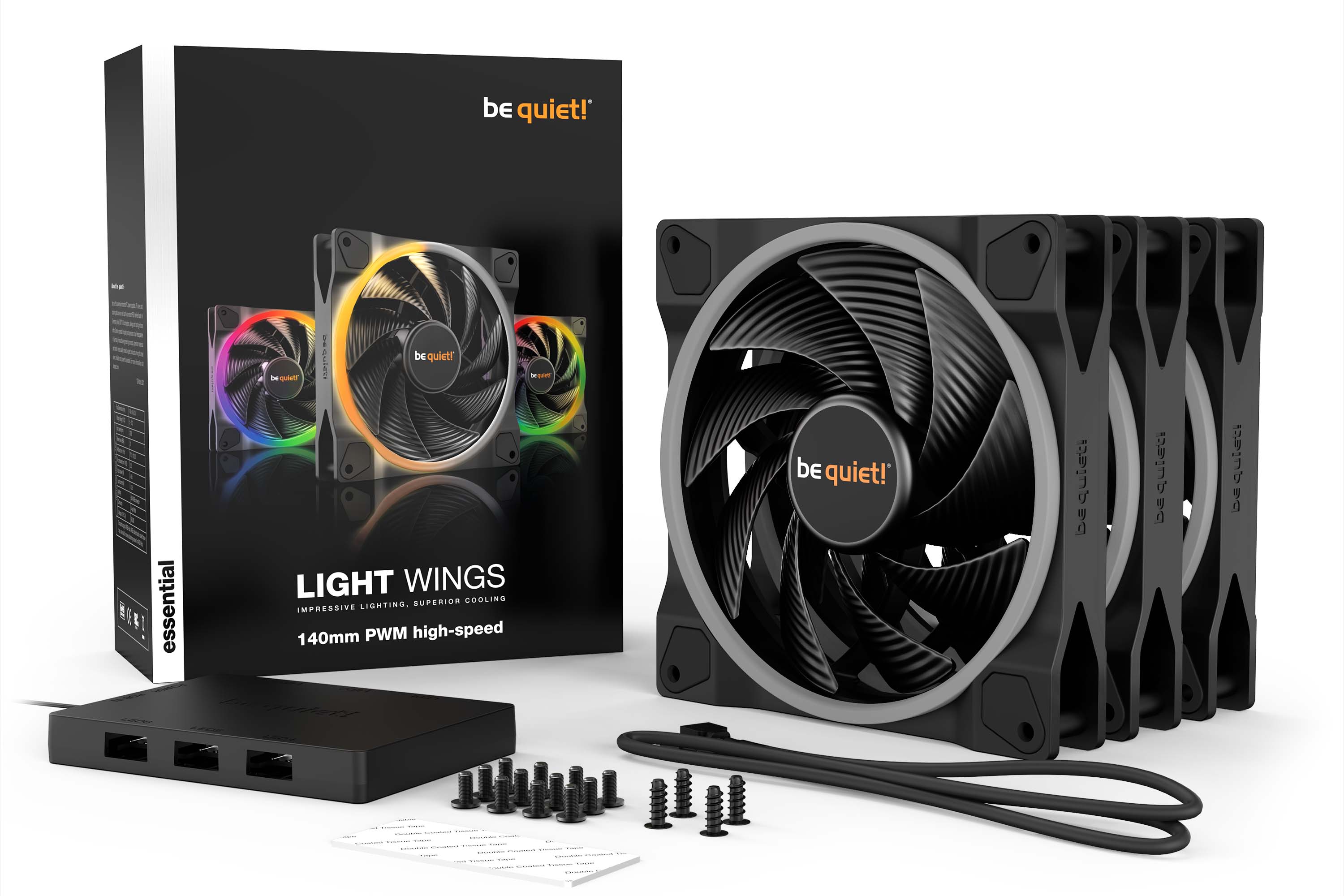 VENTILATEUR BOITIER BE QUIET! KIT X3 BLANC LIGHT WINGS 120MM PWM