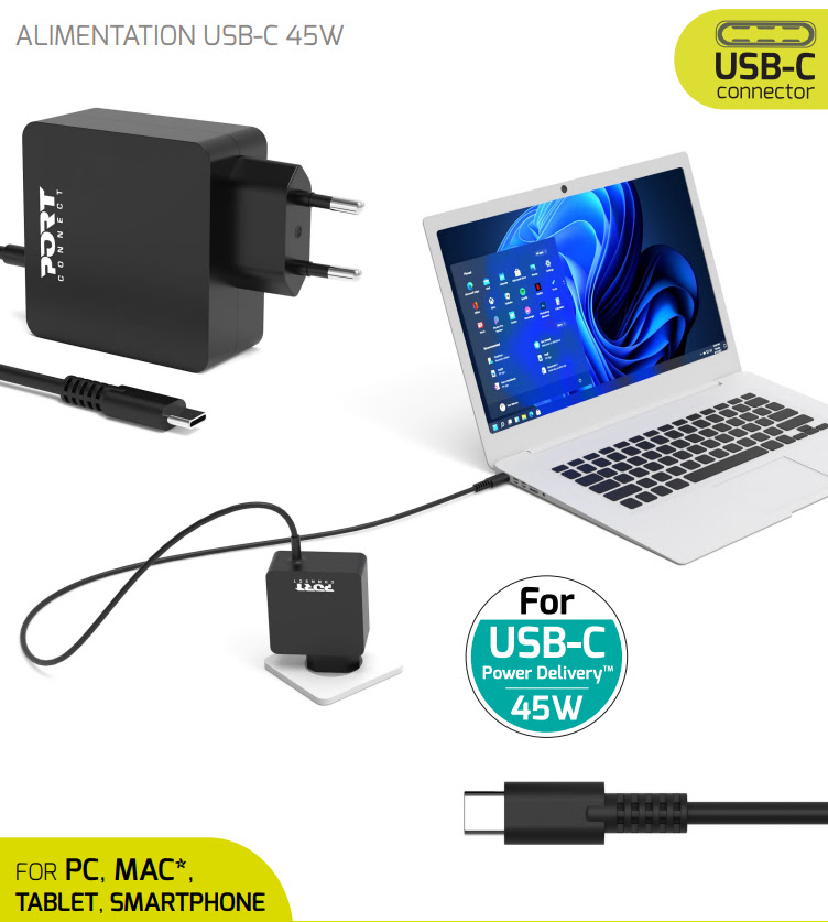 ALIMENTATION USB-C 45W - Accessoire PC portable Port - grosbill