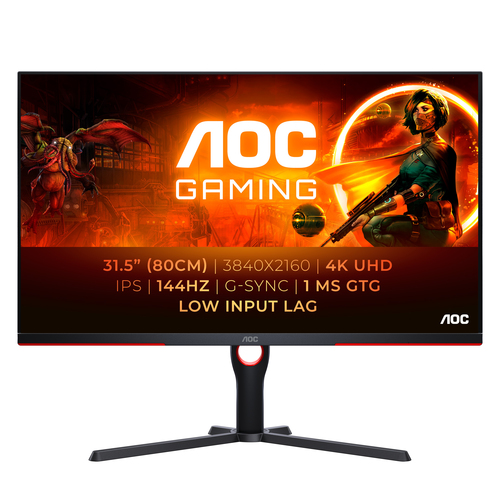 Grosbill Ecran PC AOC U32G3X/BK 31.5" 4K/144Hz/IPS/1ms/HDR/Pivot/G-Sync