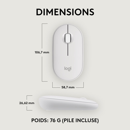 Logitech PEBBLE M350S White - Souris PC Logitech - grosbill-pro.com - 9