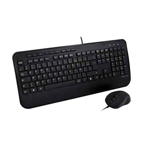 Grosbill Clavier PC V7 Clavier USB grande taille avec repose-mains et souris ambidextre - FR Noir