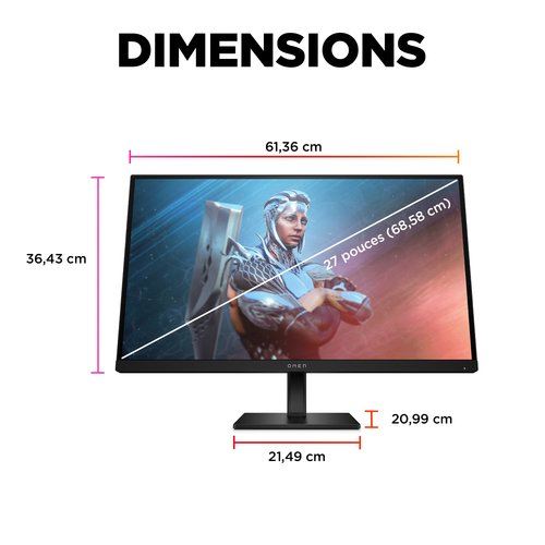 OMEN 27 FHD 165Hz Gaming Mon EMEA-INTL E - Achat / Vente sur grosbill-pro.com - 17