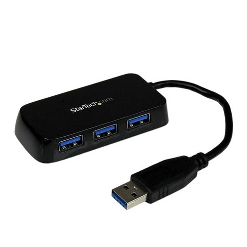 Portable 4 Port Mini USB 3.0 Hub - Black - Achat / Vente sur grosbill-pro.com - 0