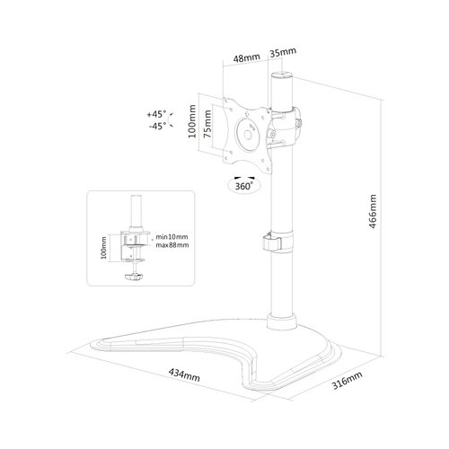 Desk Mount 10-30" Tilt/Rotate/Swivel BLK - Achat / Vente sur grosbill-pro.com - 2