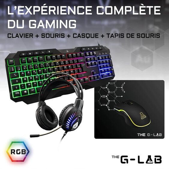 The G-LAB Combo Plutonium Bundle 4 en 1 Noir RGB (COMBO-PLUTONIUM/FR) - Achat / Vente Pack Peripheriques sur grosbill-pro.com - 5