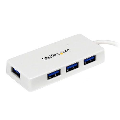Portable 4 Port Mini USB 3.0 Hub - White - Achat / Vente sur grosbill-pro.com - 1