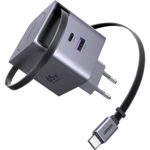 Chargeur mural 65W 2 ports USB-A/USBC+Câble USB-C