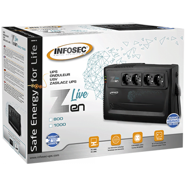 ZEN LIVE 1000VA - 4 prises - Onduleur Infosec - grosbill-pro.com - 1