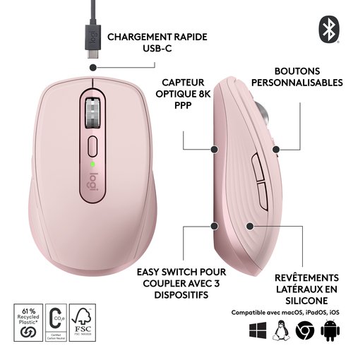 Logitech MX ANYWHERE 3S Rose - Souris PC Logitech - grosbill-pro.com - 11