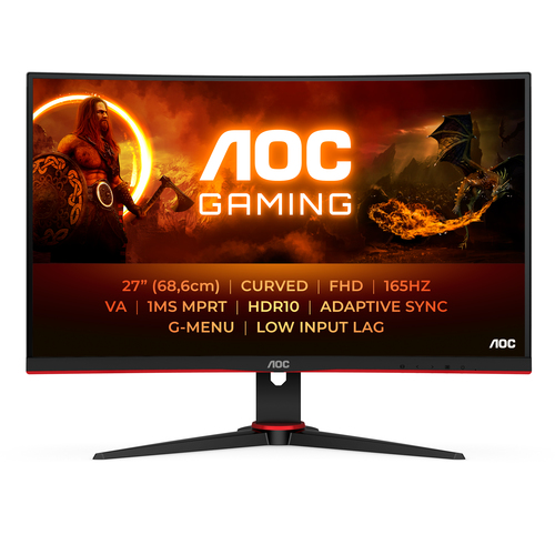 Grosbill Ecran PC AOC C27G2E/BK 27" CURVE FHD/165Hz/VA/4ms/FreeSync Prem