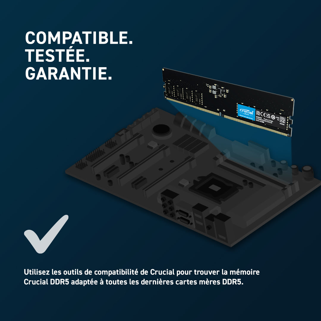 Crucial 8Go (1x8Go) DDR5 4800MHz OEM - Mémoire PC Crucial sur grosbill-pro.com - 3