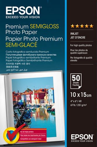 Grosbill Papier imprimante Epson Paper/Semigloss 100x150mm 251gm2 50sh