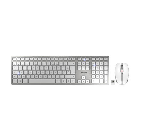 Grosbill Pack Clavier/Souris Cherry DW 9100 Slim - Blanc/Argent/Sans Fil 