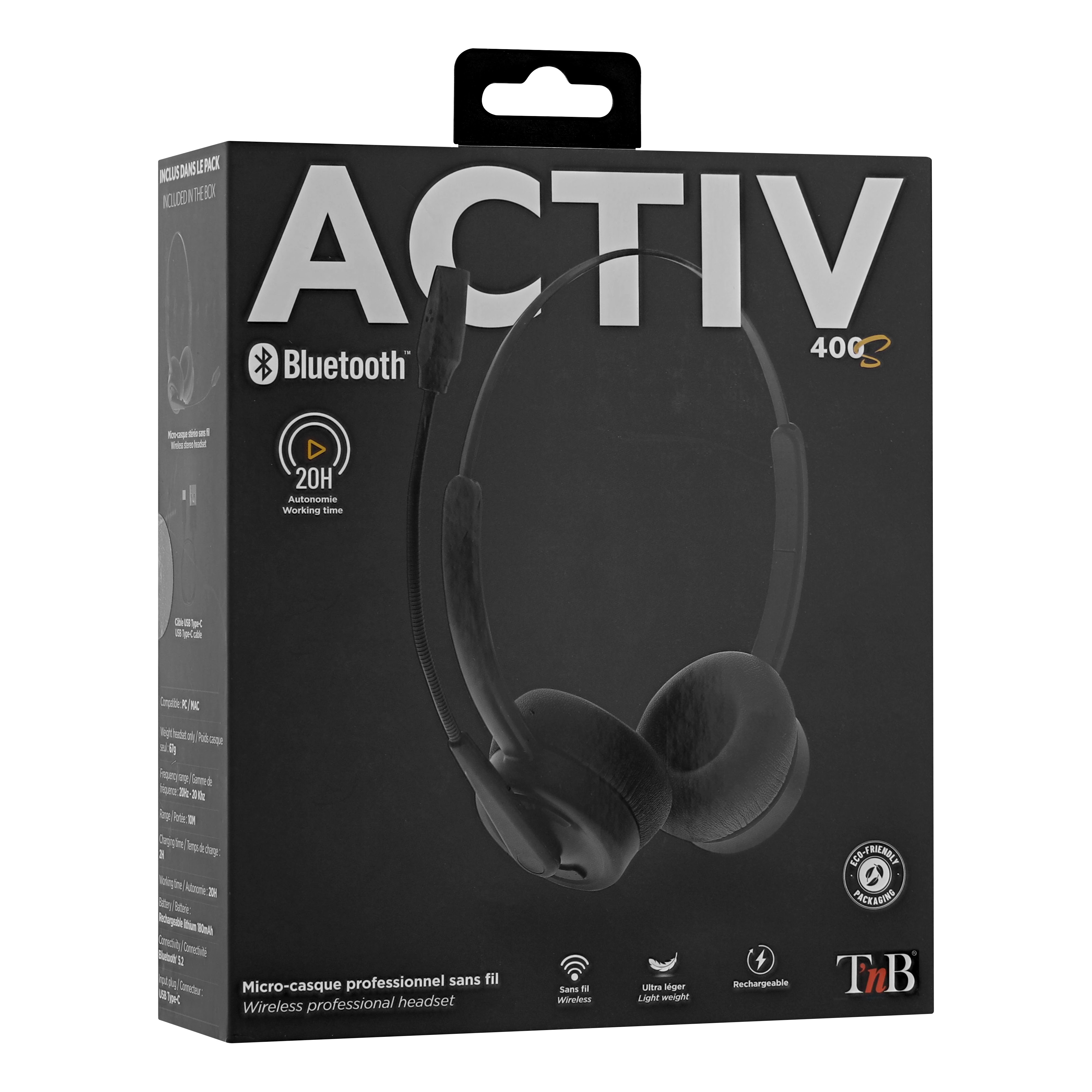 Grosbill Micro-casque T'nB Activ 400S - Bluetooth stéréo