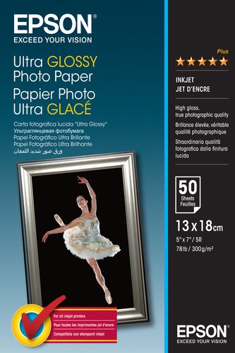 Paper/Ultra Glossy 130x180mm 300gm2 50sh - Achat / Vente sur grosbill-pro.com - 0