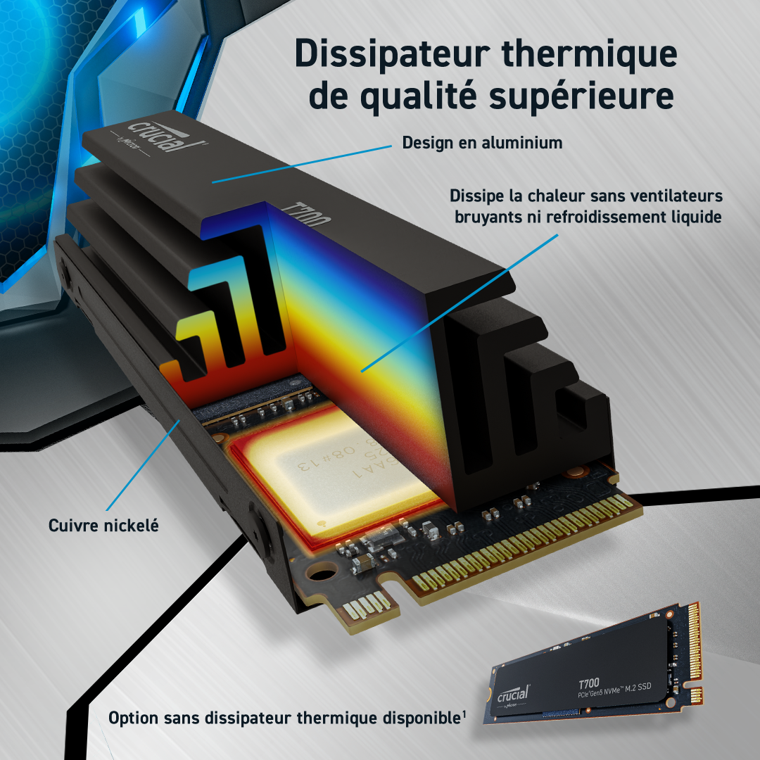 Crucial T700 rad  M.2 - Disque SSD Crucial - grosbill-pro.com - 2