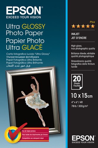 Paper/Ultra Glossy 100x150mm 300gm2 20sh - Achat / Vente sur grosbill-pro.com - 0