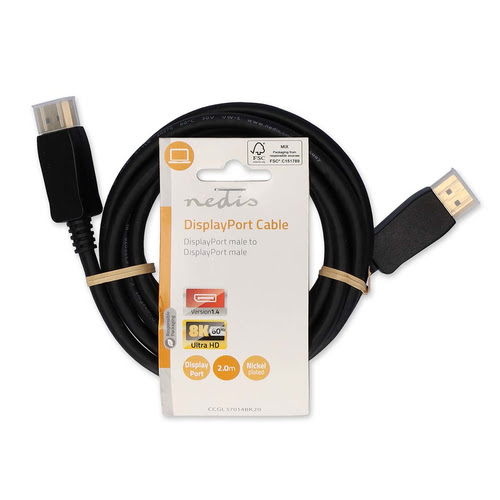 Câble DisplayPort 1.4 8K male/male - Noir - 2m  - Connectique PC - 2
