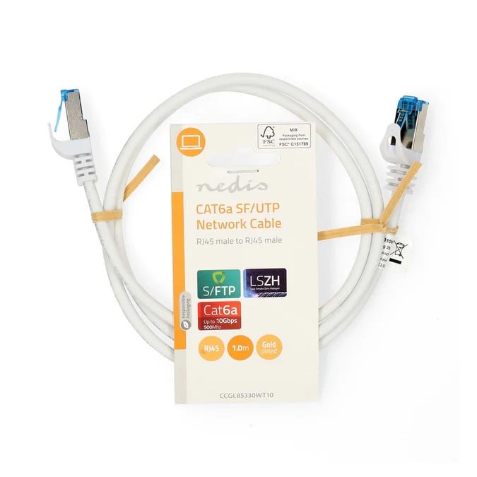 Nedis Câble RJ45 Cat6a S/FTP - 1m - Blanc