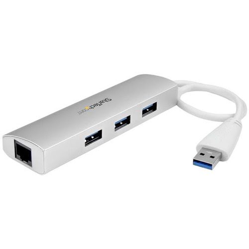 Grosbill Switch StarTech 3 Port Portable USB 3.0 Hub plus GbE