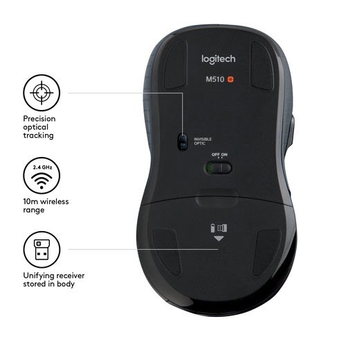 Wireless Mouse M510 - BLACK - EMEA - Achat / Vente sur grosbill-pro.com - 4